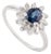 Art Deco Style Blue Sapphire & Baguette Diamond Halo Cluster Ring 14k Gold Size 8 For Sale