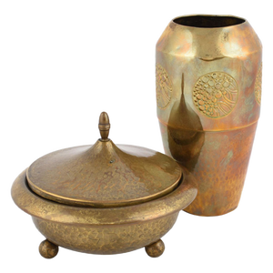 Jugendstil Brass Can and Vase from WMF, Germany, 1910s, Set of 2