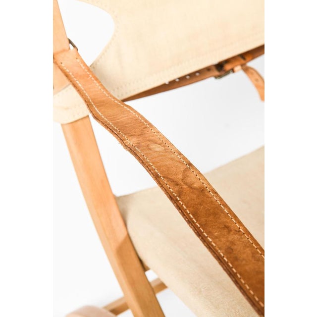 Beige Safari Easy Chairs in Beech and Leather by Poul Hundevad, 1950s, Set of 2 For Sale - Image 8 of 9