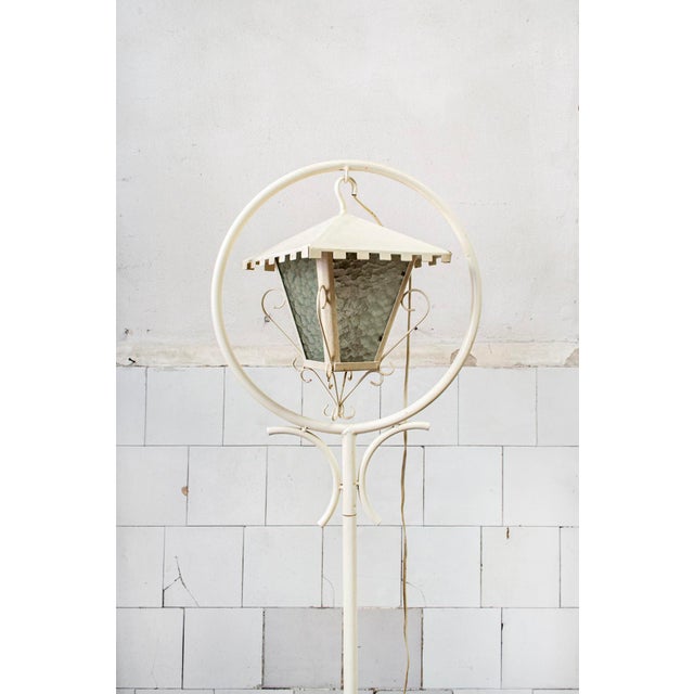 Garden lamp with painted wrought iron frame and glass shade. Made in Italy 1960s European Plug (up to 250V).The wiring of...