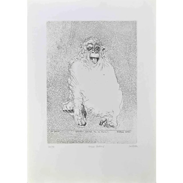 Homo ludens is an etching realized by sergio barletta in 1991. Hand-signed lower right in pencil, and titled lower center...