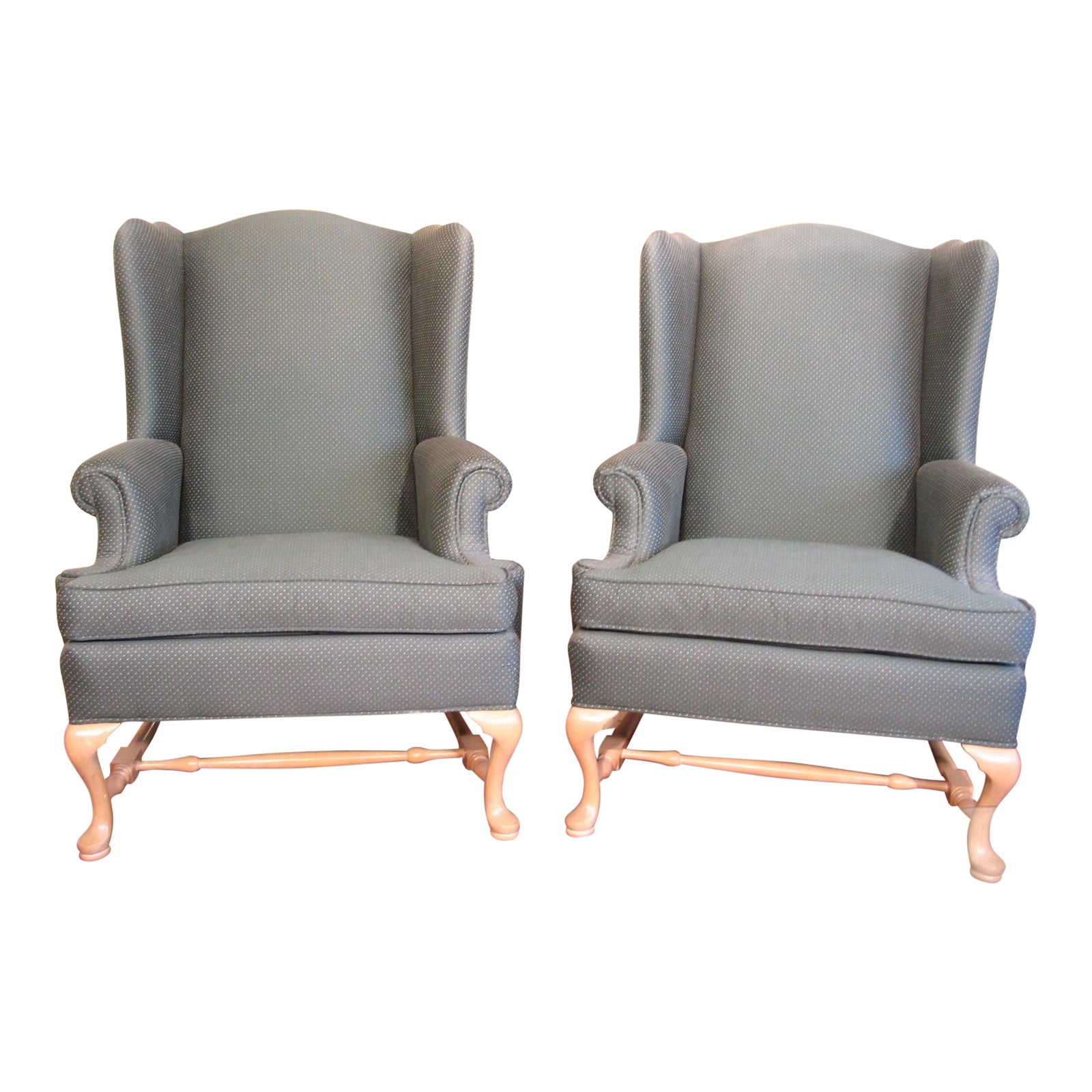 Green Ethan Allen Wing Chairs Pair Chairish