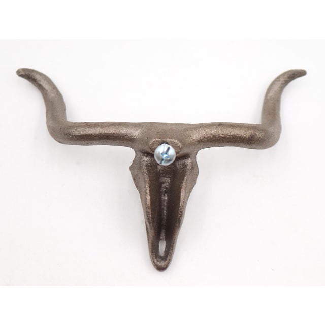 Rustic Cast Iron Texas Longhorn Skull Drawer Pull For Sale - Image 4 of 4