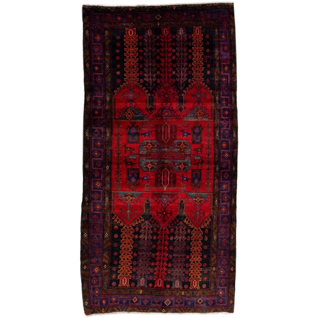 Textile 1960s Vintage Bidjar Hand-Knotted Wool Rug With a Red Color Fiel For Sale - Image 7 of 7