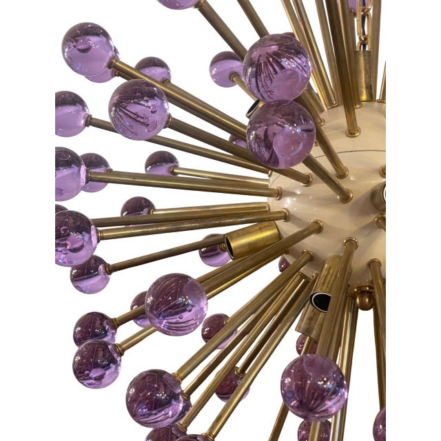 Italian 1980s Italian Sputnik Chandelier With Purple Murano Glass For Sale - Image 3 of 8