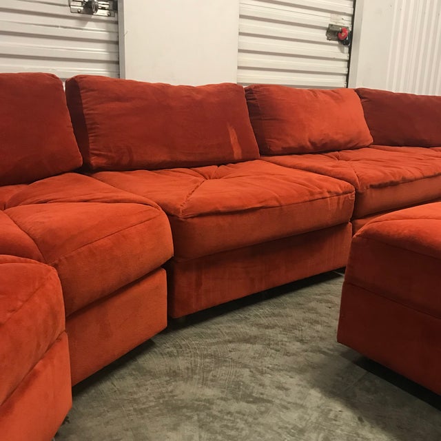 Vintage Retro Rust Velvet Sectional Sofa Chairish