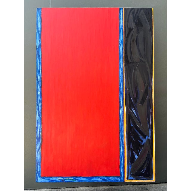 Vintage Monumental 1984 Original Geometric Abstract Oil on Canvas For Sale - Image 11 of 12