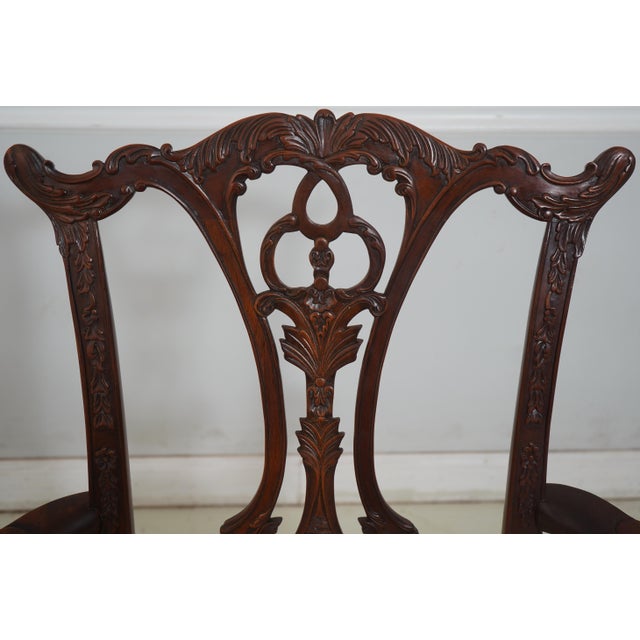 1980s Set of 8 Maitland Smith Mahogany Philadelphia Dining Chairs For Sale - Image 5 of 18