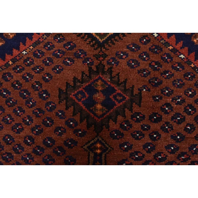 Red Zanjan Rug 4'5'' X 7'5'' Red Wool Vintage Tribal Hand-Knotted Oriental Carpet For Sale - Image 8 of 12
