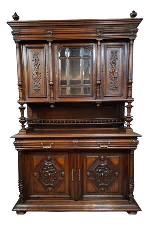Henri II Two-Part Buffet Carved in Walnut