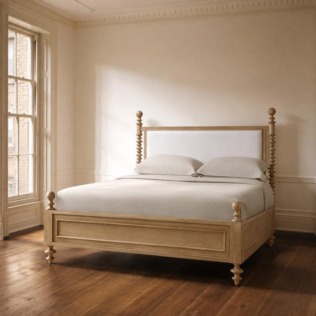 King Bed combines timeless English craftsmanship with a touch of modern refinement. Handcrafted from solid mahogany and...