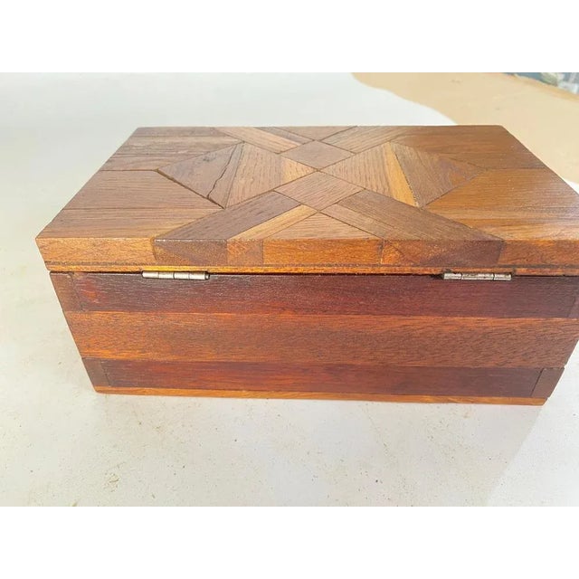 1970s Jewelry Box in Wood with Geometrical Inlays, France, 1970s For Sale - Image 5 of 12