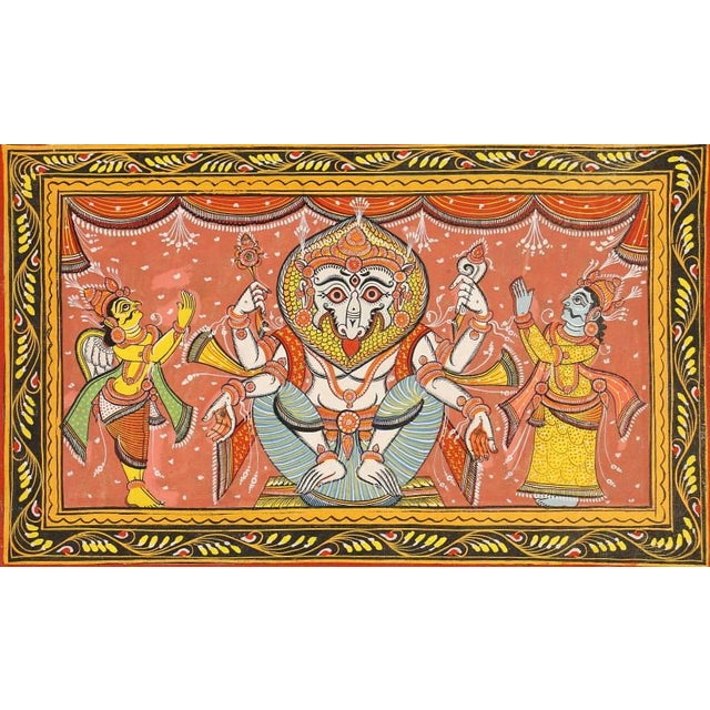 Mid Century Pattachitra Orissa India Painting For Sale - Image 4 of 9