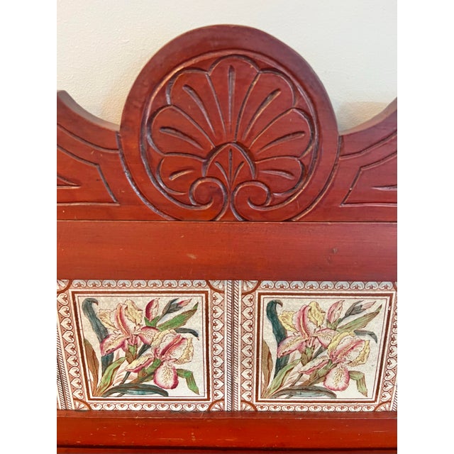 Wood Antique English Pine Washstand With Tile Back For Sale - Image 7 of 11