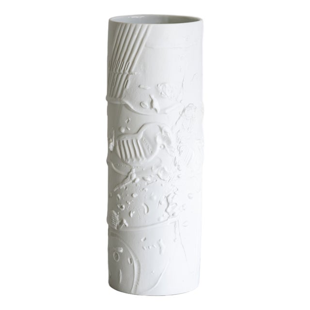 White Bisque Porcelain Floor Vase by Werner Schreib for Rosenthal, 1960s For Sale