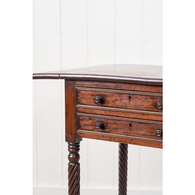 Early 19th Century Regency 2-Drawer Pembroke Side Table With Tapered Legs on Caster C. 1820 For Sale - Image 5 of 11
