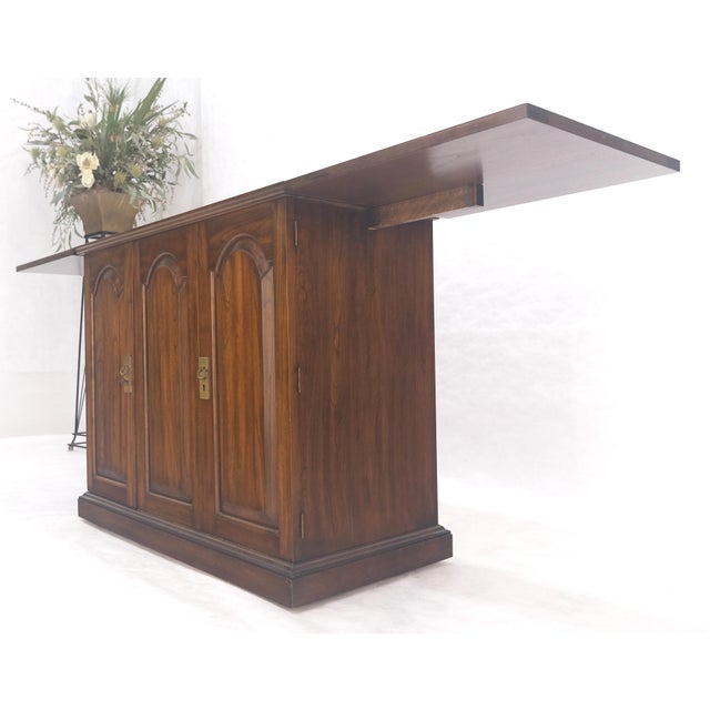 Henredon Solid Cherry Raised Panel Doors Liquor Bar Serving Flip Top Cabinet MINT For Sale - Image 4 of 18