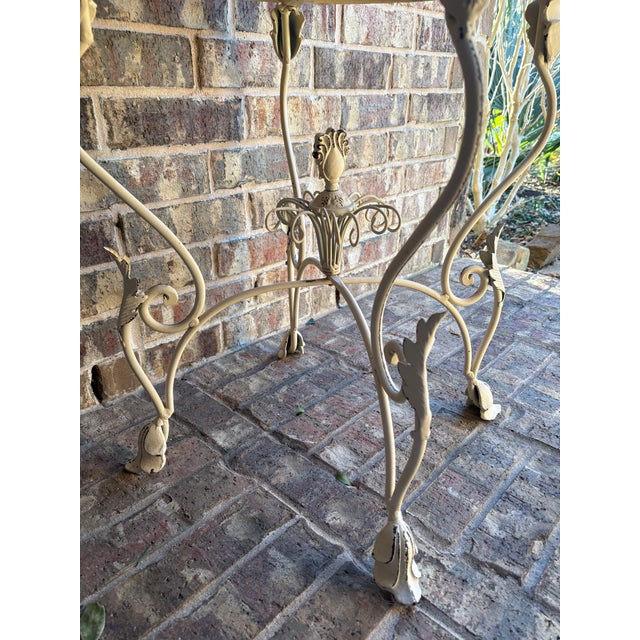 Vintage French Provincial Wrought Iron Round Plant Stand With Gallery Rim For Sale In Dallas - Image 6 of 11