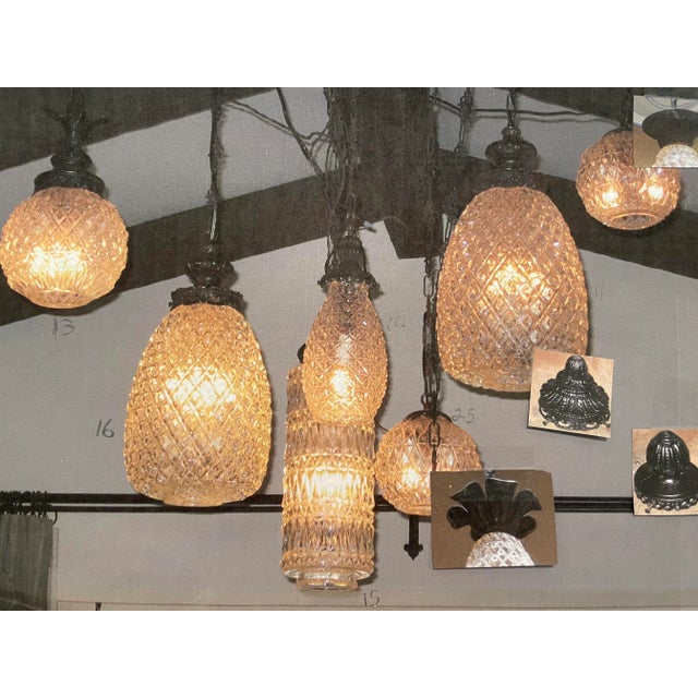 Murano Vintage Original Italian Murano Glass Pendants Lanterns - Set of 7 For Sale - Image 4 of 5