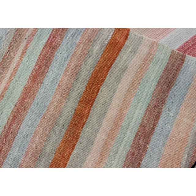 Multicolored Vintage Kilim Runner Turkish in Multi Color in Stripe Design For Sale - Image 10 of 10