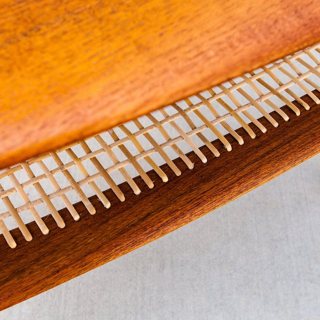 1950s Danish Modern Solid Teak & Cane "Minerva" Side Table Attributed to Hvidt & Molgaard-Nielsen For Sale - Image 11 of 15