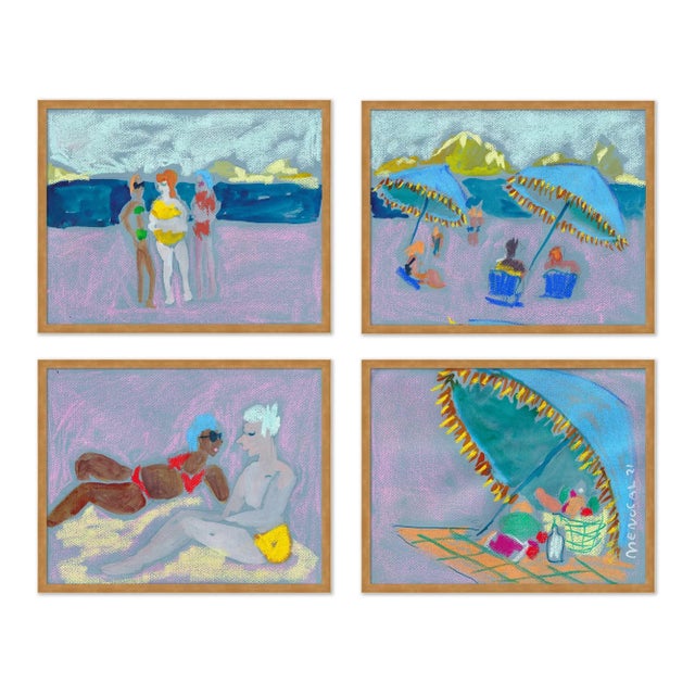 Paper Ipanama by Happy Menocal in Gold Frame, Small Art Prints, Set of 4 For Sale - Image 7 of 7