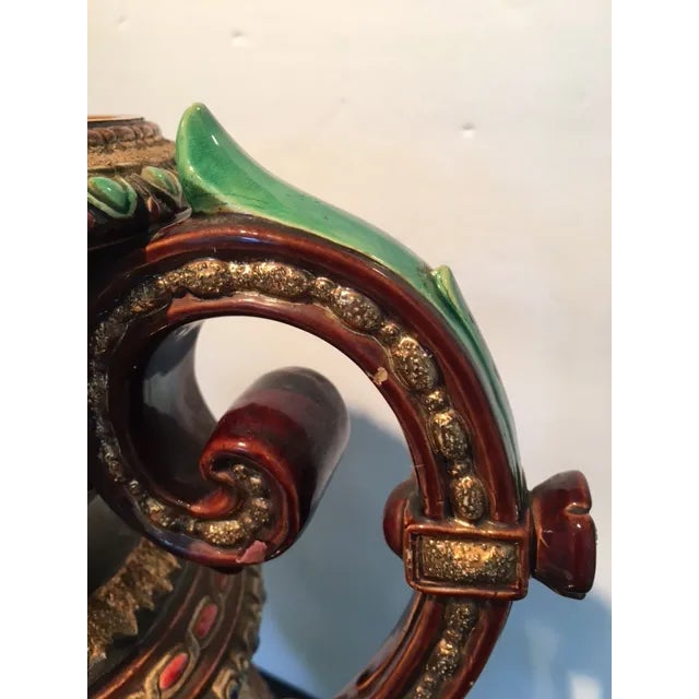 Large 19th Century Majolica 2 Handled Urn by Wilhelm Schiller and Son For Sale - Image 12 of 13