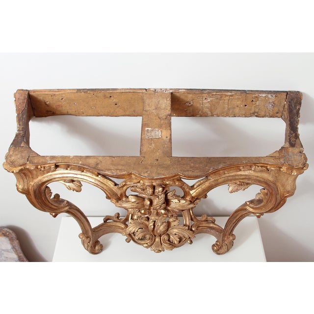 Mid 18th Century Regence Period Sculpted and Gilded Wood Console With a Sarrancolin Marble Top For Sale - Image 4 of 8