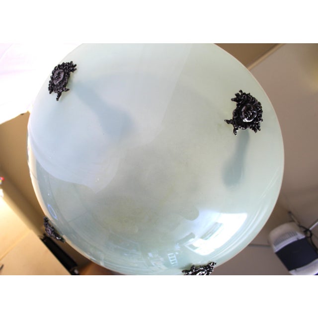 1990s Mid-Century Modern/Deco Style All Glass Chandelier Bronze Appliques For Sale In Los Angeles - Image 6 of 18