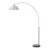 1960s 92" Adjustable White and Gold Mid Century Floor Lamp - Modern Arc Lamp, Weathered Brass, Dimmable, Black Marble Base For Sale