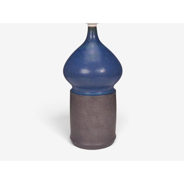 1960s Danish Modern Marianne Starck, Table Lamp, Blue and Brown Stoneware For Sale In New York - Image 6 of 11
