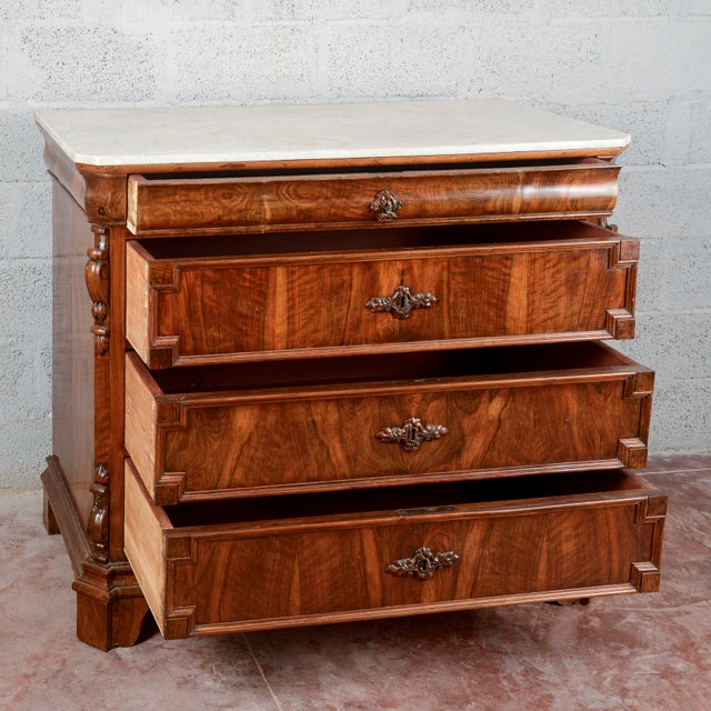 Antique Chest of Drawers in Carved White Marble, 1800s For Sale - Image 11 of 14