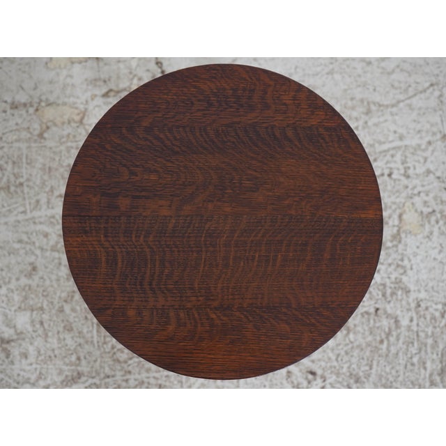 Mission Stickley Antique Round Mission Oak Table For Sale - Image 3 of 12