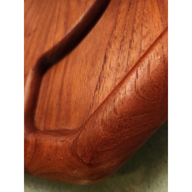 Midcentury Modern Sculptural Solid Teak Platter Lazy Susan For Sale - Image 9 of 10