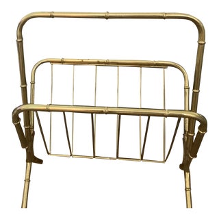 Vintage Gold Bamboo Motif Magazine Holder For Sale