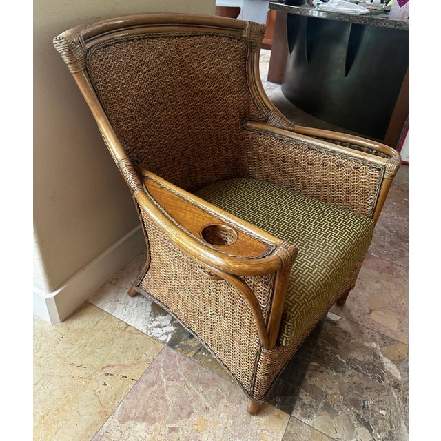 Boho Chic 1970s Vintage Rattan Wicker Lounge Chair For Sale - Image 3 of 9