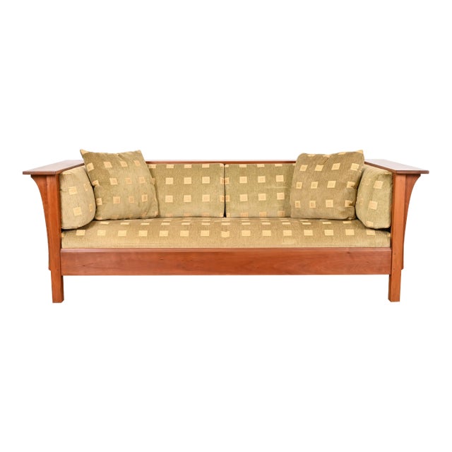 Stickley Mission Arts and Crafts Cherry Wood Settle Sofa For Sale
