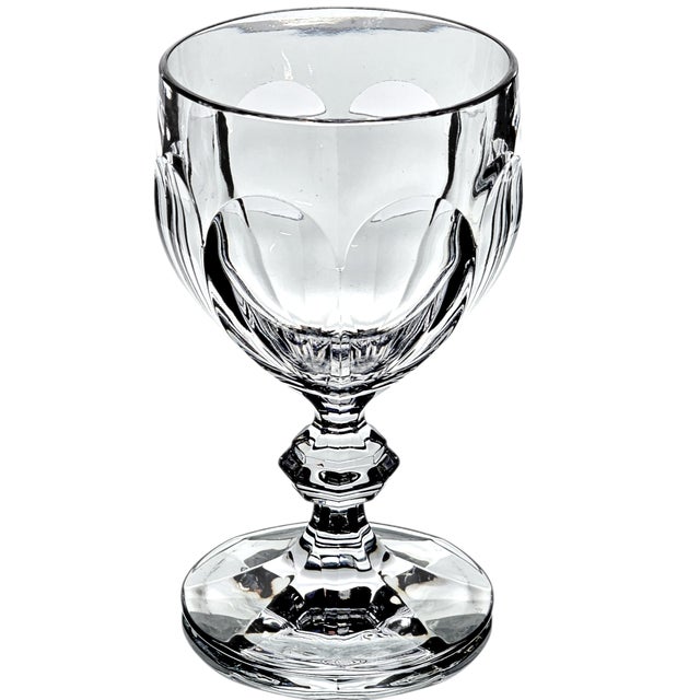 Transparent Villeroy & Boch “Bernadotte” Cut Crystal Goblets – Water or Wine – Set of 5 For Sale - Image 8 of 12