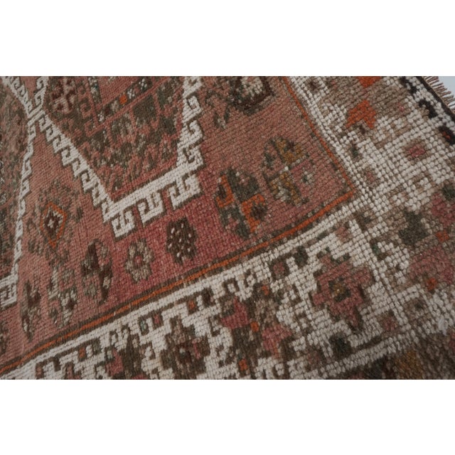 Brick Red Kurdish Hand-Knotted Distressed Tribal Runner 4'4'' X 8'7'' For Sale - Image 8 of 11