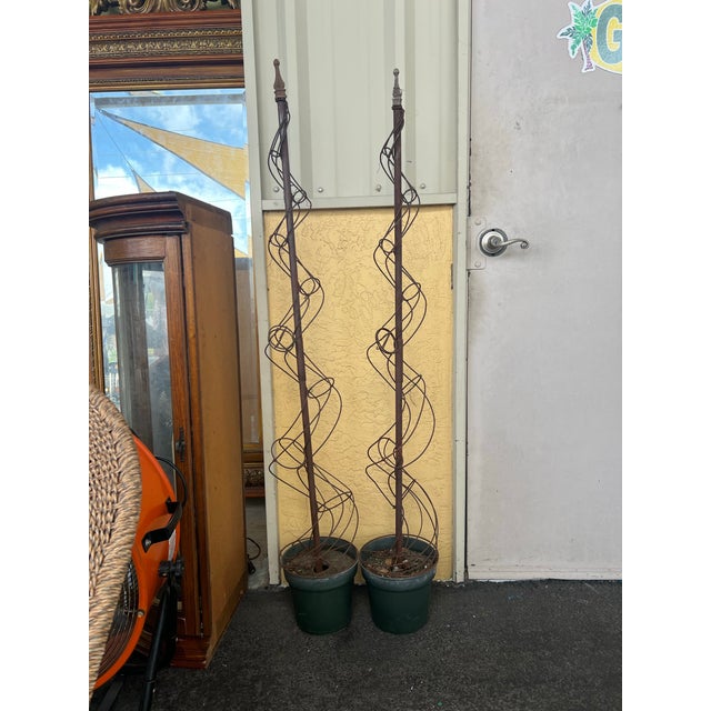 Late 20th Century Monumental Metal Obelisk Trellis Plant Support -2 For Sale - Image 4 of 8