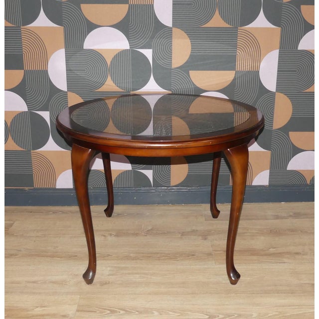 Chippendale Round Coffee Table in Wicker and Glass, 1960s For Sale - Image 4 of 8