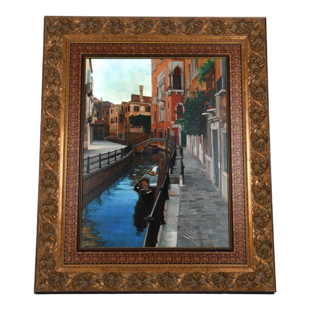Italian Oil Painting on Canvas Depicting Venetian Landscape For Sale