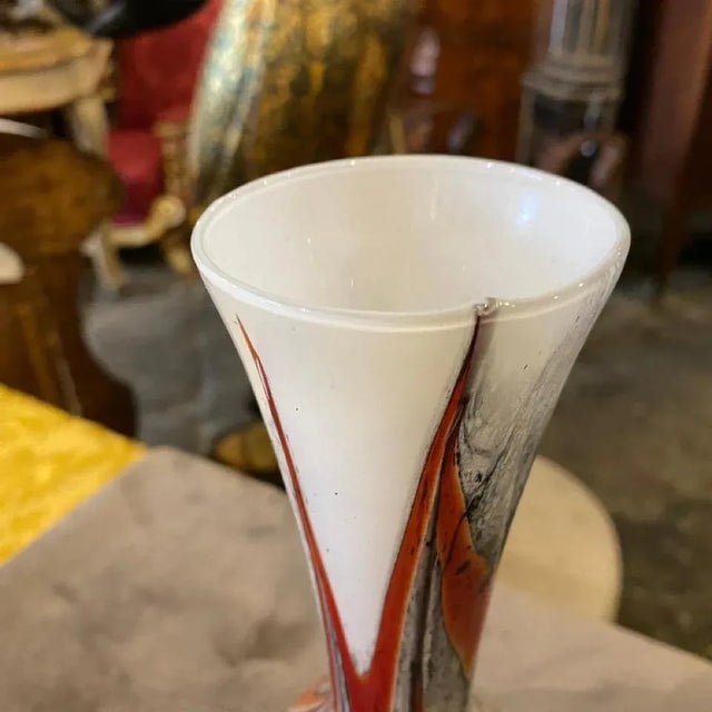 Carlo Moretti 1970s Carlo Moretti Orange and Gray Opaline Glass Vase For Sale - Image 4 of 9