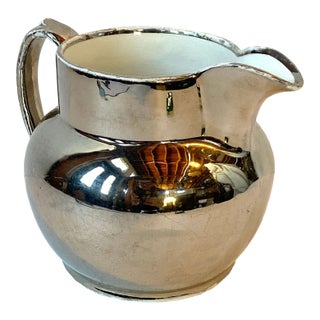 19th Century English Staffordshire Silver Luster Classic Pitcher / Cream Jug For Sale