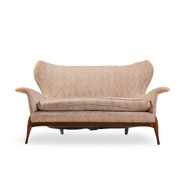 Ben Seibel Mid Century Walnut Gala Settee Sofa This settee measures: 62 wide x 31 deep x 34 inches high, with a seat...