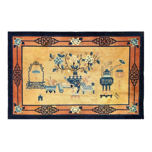 1930s Beige Color Hand Knotted Chinese Art Deco 3'11'' X 6'3'' For Sale - Image 10 of 10