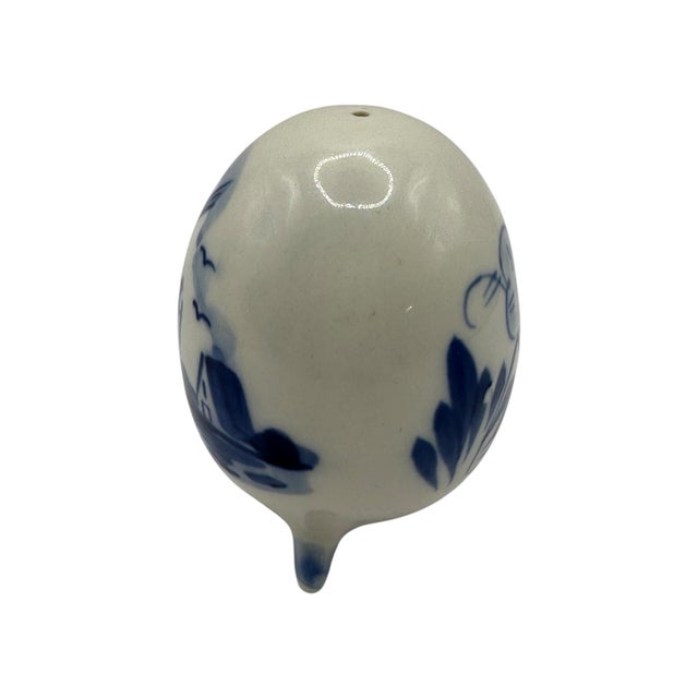 Late 20th Century Vintage Porcelain Egg Pepper Shaker in Delft-Style Blue and White With Windmill Scene For Sale - Image 5 of 12