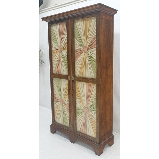 Very Fine 1900s Antique Russian Brass Inlay Two Glass Doors Storage Cabinet For Sale - Image 11 of 13