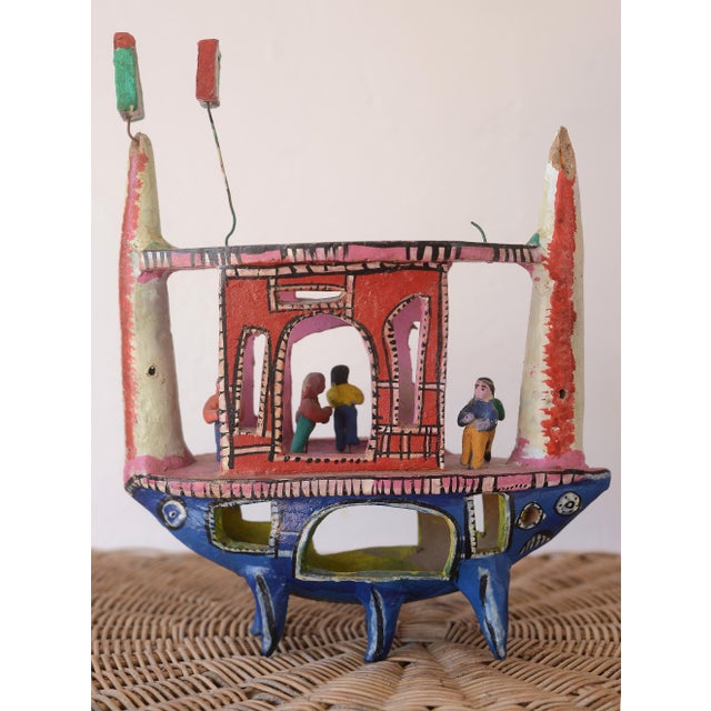 Folk Art Vintage Candelario Medrano Mexican Folk Art Ceramic Boat Sculpture For Sale - Image 3 of 15