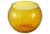 Large vintage amber Italian Empoli-style blown optic glass ball vase with a softly waved rim. No maker's mark.